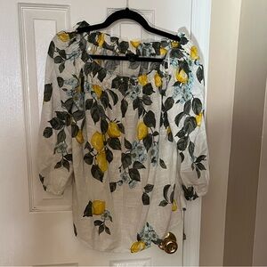 Ann Taylor Factory Lemon Floral Blouse